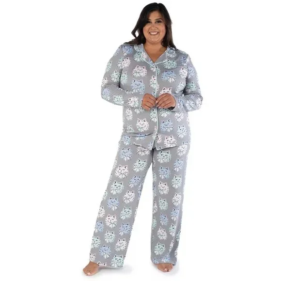 munki munki Intimates Sleepwear Munki Munki Nite Nite Pajama Set Fluffy Cats 3x Poshmark